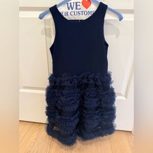 ZOE LTD Navy Ruffled Sleeveless Dress Girl size 12